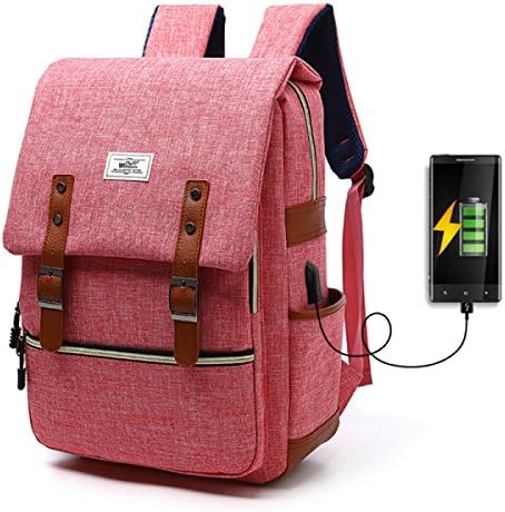 YUEER Men's Backpack USB Charge Girl Smart Computer Bag Student Travel Outdoors Large Capacity Decompression,Pink-OneSize