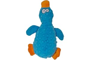 JACK AND VANILLA, Giocattolo interattivo per cani in peluche anatra 25 cm blu, stimola il gioco, resistente, lavabile in lavatrice, ideale per cani piccoli e medi, modello Bubble Plush