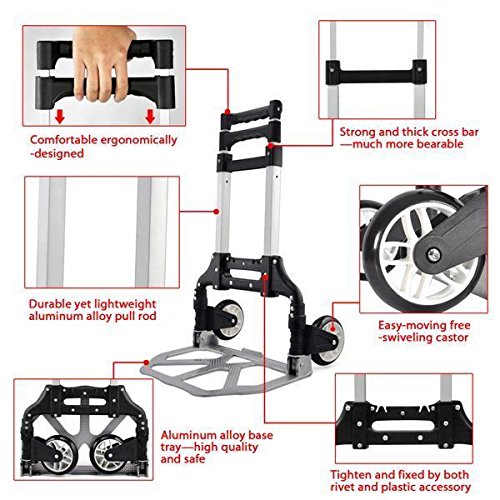 Yahee Sackkarre Plattformwagen Transportsystem klappbar belastbar bis 80 kg Transportkarre mit ausziehbarem Griff - 4