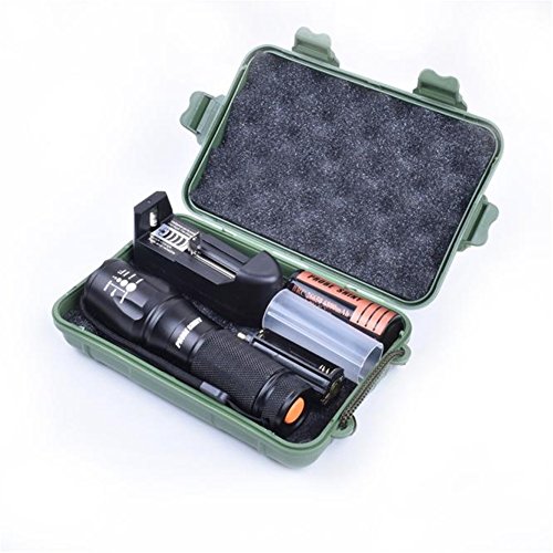 Holeider Taschenlampe XML T6 LED X800 Zoomable Lampe +26650 Batterie + Ladegerät + Fall