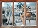 Produktbild Stil.Zeit Sportliche Frau mit Hantelstange Fenster im 3D-Look, Wand- oder Türaufkleber Format: 92x62cm, Wandsticker, Wandtattoo, Wanddekoration