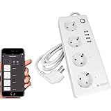 LEDLUX Multipresa Smart Wifi,Ciabatta Intelligente,4 Presa Schuko 16A 220V + 4 Porte USB 3,1A 5V, Compatibile Con Alexa e Goo