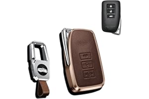 HIBEYO Shlüssel - Funda para Llave de Coche Lexus CT, GS, GX, IS, S, LC, LX, NX, RX, RC ES300h, Mando a Distancia, Llavero de aleación de Aluminio, Color marrón