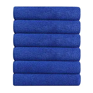 On Blow Microfiber Multipurpose Cleaning Cloth | Blue Color (Pack of 6) 350 GSM | 40*40 Cms | For Car, Bike, Kitchen and Home | Lint Free Soft Absorbent Micro Fiber