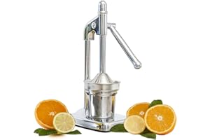 ROYALFORD Manual Citrus Juicer | Hand Press Juice Extractor for Orange Lemon & Lime | Heavy-Duty Cast-Iron Base with Lever Arm | Stainless Steel Cup & Strainer | Anti-Slip Rubber Base for Stability