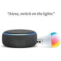 Echo Dot (3rd Gen, Black) + Wipro 9W LED Smart Color Bulb combo - Works with Alexa - Smart Home starter kit