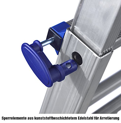Aluminium Multifunktions-Teleskopleiter mit 10+10 Sprossen als längenverstellbare Anlegeleiter, höhenverstellbare beidseitige Stehleiter und Treppenleiter - 6
