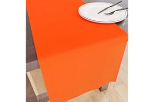 Encasa Table Runner Size 32x230 cm | Cotton Canvas Fabric | Orange Solid Color | Machine Washable & Durable