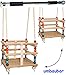 Produktbild 2 tlg. Set _ Babyschaukel / Kinderschaukel - mit abnehmbaren Gurt + Türreck - leichter Einstieg ! - Gitterschaukel / Schaukel aus Holz - mitwachsend & verstellbar - Holzgitterschaukel für Innen und Außen - Indoor Outdoor - verstellbare Kleinkindschaukel - Sicherheitsgurt - Holzschaukel Baby Kinder - Reck für Türrahmen Befestigung - Stange - Türstange - Sicherheitsstäbe / bunte Stäbe - Holzbabyschaukel - Garten oder im Haus