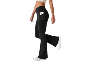 Friptspyg Hosen Damen mit Taschen Schlag Yogahose Hoher Taille Sporthose Elastische Freizeithose