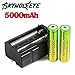Produktbild 2 Stücke 18650 Wiederaufladbare Batterie + 1 Stücke Intelligentes Ladegerät, Siswong 5000mAh Li-ion 3.7V Batterie Für Taschenlampe Lampe Fackel