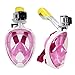 Produktbild Tauchmaske Vollmaske mit integriertem Schnorchel für Erwachsene, Tauchen Schablone für Gopro Hero 1, 2, 3, xiaomi, SJ Kameras (Rosa, Small size-S/M)