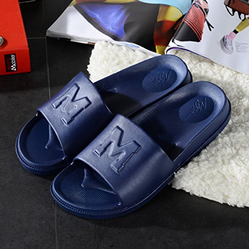 New Home Slippers Indoor Bathroom Slippers Non-slip Couple Plastic Slippers Leisure Flat Bottom Flat Factory Outlets,Blue（40-41）