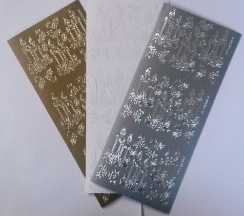 Candles &amp; Holly Peel Off Stickers (Gold)