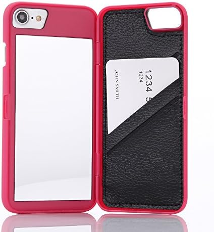 Dassions iPhone 7 Case, iPhone 8 Case, Hidden Back Mirror Wallet Case with Stand Feature and Card Holder for Apple iPhone 7 2016/iPhone 8 2017, 4.7" (For iphone 7/8, Rose)