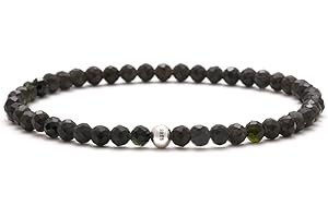 BERGERLIN Genuine Natural Stone Bracelet with 925 Sterling Silver Pearl Bracelet, for Men and Women, with Certificate of Authenticity