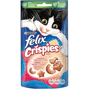 Purina Felix Party Mix Crispies Snacks, golosinas y chuches para gato Buey y Pollo 8 x 45 g