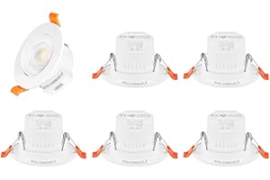 ENUOTEK Luminaire Spots LED Plafonnier Spot a LED Encastrable Plafond Rond Blanc Orientable 5W CCT Ajustable 3000K 4000K 5000K Pas Dimmable Diamètre Percage 65-80MM Lot de 6 de