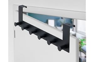 Stahlia Türhaken zum Einhängen Edelstahl schwarz Handtuchhalter 6 Haken Garderobenhaken Kleiderhaken RUND Türhaken Garderobenleiste Türgarderobe