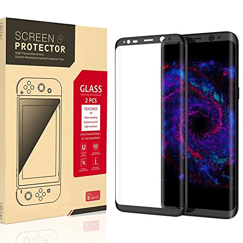 coscod Galaxy S8 gehärtetem Glas Displayschutzfolie 3D Full Deckung Samsung S8 Displayschutzfolie SHIELD Gebogene Kante alle rund 3D Schützen [schwarz] für S8, 9H + Härte