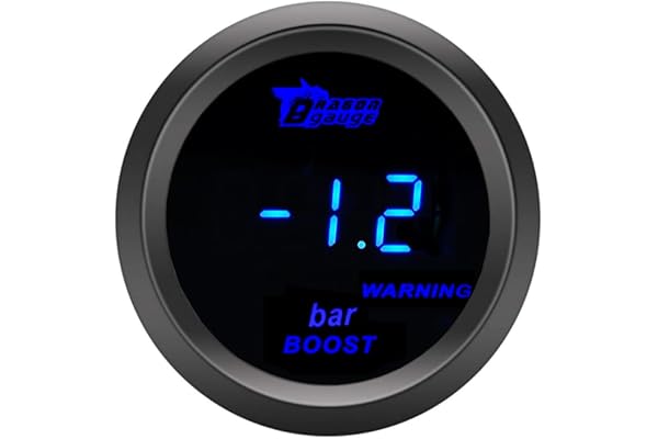 ETOPARS Universelle Voiture Turbo Suralimentation Jauge 2 Pouces 52mm Turbo Boost Jauge Numérique Bar Turbo Pression Manometre Bleu Lumière Indicateur Turbo Instruments
