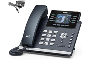 IP PHONE MARKET Yealink SIP-T44W-PSU 1301213 - Telefono IP Wi-Fi con alimentatore, 12 perline VoIP, display a colori da 2,8 pollici, Gigabit Ethernet, doppia porta, PoE