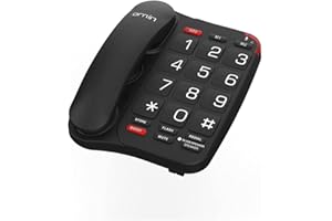 Ornin S018 Big Button Corded Telephone with Speaker, 40dBm Handset Voice Boosting for Seniors, Braille (Black)
