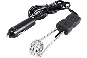 Zyyini Auto-Warmwasserbereiter, 12V/24V, Tauchsieder, Gummiholz, zum Kochen von Wasser, geeignet für Camping im Staat(schwarz)