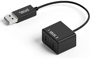 Cubilux USB A a doppio TOSLINK ottico audio splitter, convertitore da USB tipo A a doppio SPDIF, adattatore USB bidirezionale S/PDIF compatibile con computer laptop Lenovo Dell HP Surface