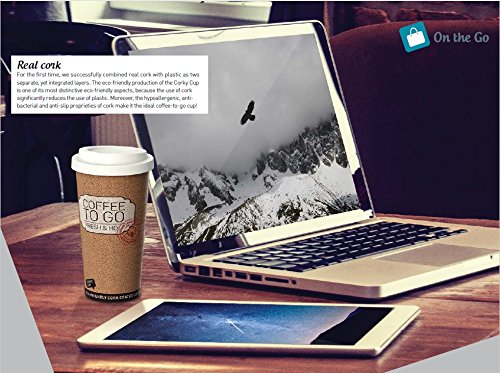 2er Set wiederverschließbarer Kork- und Kaffee- Becher to go; ideal für Unterwegs und Arbeiten. 500 ml, Antibakteriell, Rutschsicher, Kaffe und Teebecher. - 8