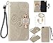 Produktbild für Iphone 6s (4,7") PU Diamant Strass Niedlich Eule Blumen Muster Prägung Ledertasche mit Strap Leder Silikon Schutzhülle Handy case Book Style Portemonnaie Design für Apple Iphone 6s (4,7") + Schlüsselanhänger (2WSX  (4)