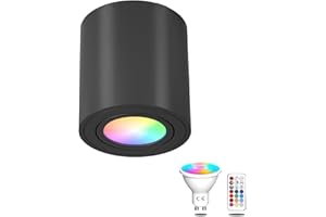 TobeBright Focos LED Interior Techo GU10 Focos LED Techo Interior Con Lámparas RGB y Mando a Distancia Downlight LED Techo Superficie Orientable 30° De Aluminio Plafones LED Techo Redondo 230V