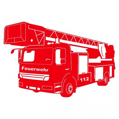 Wandtattoo Feuerwehr Löschzug in 9 Größen und 19 Farben (40x27cm hellrot)
