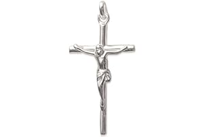 LES PLAISIRS DE STELLA Pendentif en Argent 925/000 - Croix avec Jésus - Bijoux Femme Homme Mixte