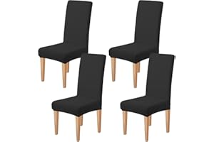 ‎DIOXIDE Dioxide Stuhlhussen 4er Set Stretch Stuhlhussen Schwingstühle Elastische Hussen Stuhlbezug Abnehmbarer Waschbarer Stühle Schutz für Küche Stuhlhülle Restaurant Hotel Bankett Hochzeit (Schwarz,4 Stück)