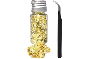 VZUHSW Foglia Oro Fiocchi Multifunzionale Foglio Decorativo Carta Carta Foglio d'oro Decorazione Cucina Mousse Torta Cottura Pasticceria Artigianato Decorazione con Un Pezzo di pinzetta