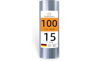 CCLIFE Isolierfolie Thermofolie Aluminisierte Dämmfolie Alu Luftpolsterfolie 3-4mm Heizkörper Reflexionsfolie für Dächer Fenster Rohre Böden,1X15m-15㎡