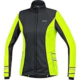 Lieferumfang: 1 GORE RUNNING WEAR Damen Soft Shell Laufjacke, MYTHOS LADY 2.0 Jacket, Größe: 36, Farbe: Schwarz/Neon-Gelb, JWSMYL