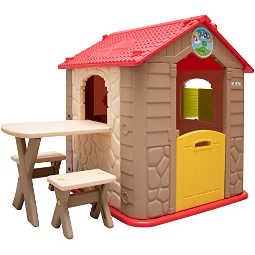 LittleTom childrens Playhouse incl 1 table 2 benches for boys and girls small plastic House for indoors and outdoors Brown Beige reviews LittleTom childrens Playhouse incl 1 table 2 benches for boys and girls small plastic House for indoors and outdoors Brown Beige