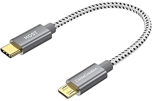 CableCreation Krótki kabel USB C na micro USB 0,2 m, kabel micro USB na USB C, pleciony kabel OTG 480 Mb/s micro USB na USB Micro do MacBooka Pro Air S22, S21, S20, S10, Pixel itp