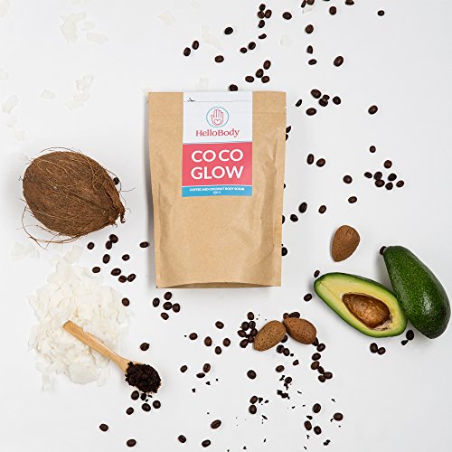 Kaffee Peeling Body Scrub | Coco Glow | HelloBody Körperpeeling | für Gesicht & Körper | Männer & Frauen | mit Hautpflegeöl | hilft gegen Hautprobleme, Cellulite, Akne & Schwangerschaftsstreifen | 200g - 8