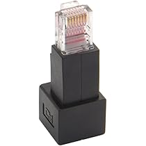 Adattatore Ethernet Angolo Retto 90&deg; - Connettore RJ45 Maschio/Femmina Cat 5e - Per Cavi Di Rete LAN E UTP