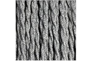 LnD - Fil Électrique Tissu Torsadé - Cable Textile - Luminaires et Lampes - Vendu au Mètre - Épaisseur 2 fils x 0,75mm2 - Lin Gris