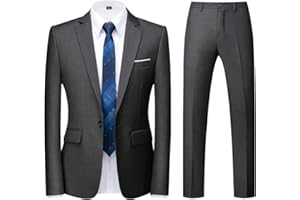KUDORO Costume Homme 2 pièces Slim Fit Smoking Simple Poitrine à Un Bouton, Men Suits 2 Piece pour Mariage Business Fête Confort Elégant Blazer Veste et Pantalon
