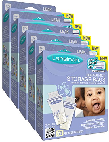 Lansinoh Breast Milk Storage Bags, 50-Count (Pack of 5)