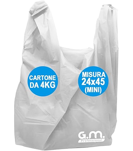 Sacchetti Plastica 100 Sacchetti Di Plastica Bianchi Con Manici - 25x38x45 Cm, Per Alimentari E Boutique Sacchetti Alimentari