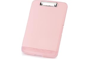 ZCZN Portapapeles de Plástico con Compartimento para Bolígrafos Separado, Clipboard A4 para la Escuela, Utilidad, Oficina Industrial, Personal Médico, Color Rosa Pastel