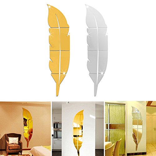 Hrph New Design DIY Moderne Feder Dressing Acryl Spiegel Aufkleber stereoskopische 3D Eingang Raum-Dekor - 4