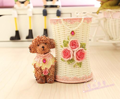 JWBT European style back to the ancient South Korean Princess field resin collector desk pen desk,Poodle pen