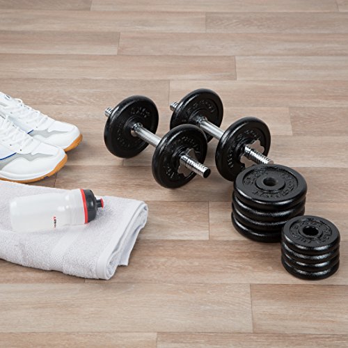 Ultrasport Guss-Kurzhantel-Set 30 kg, 2 x 35 cm Hantelstange mit 8 x 2,5 kg und 4 x 1,25 kg Scheiben - 7